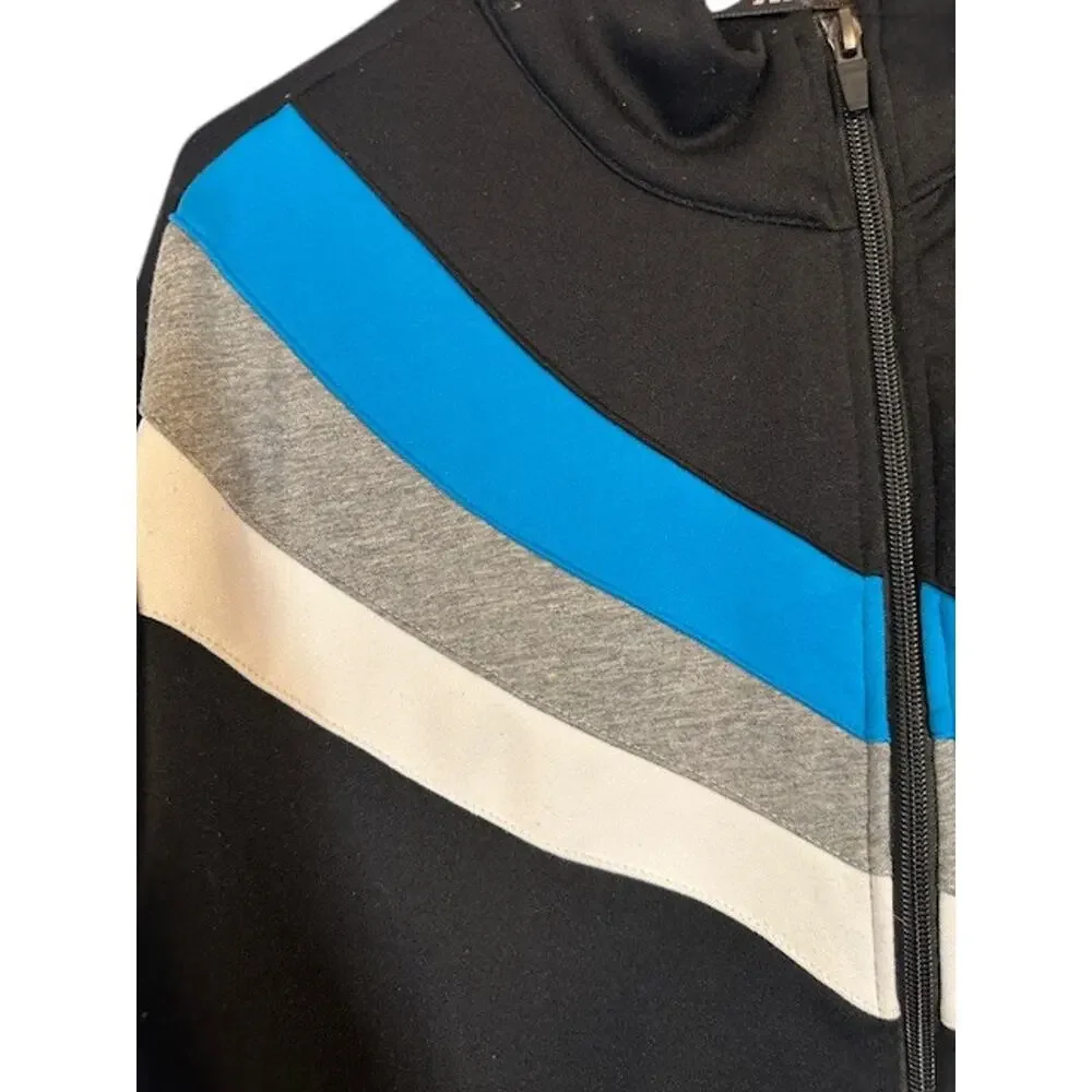 Nike Black Blue Gray Cotton Blend Long Sleeve Full Zip Jacket VTG Men Sz XL